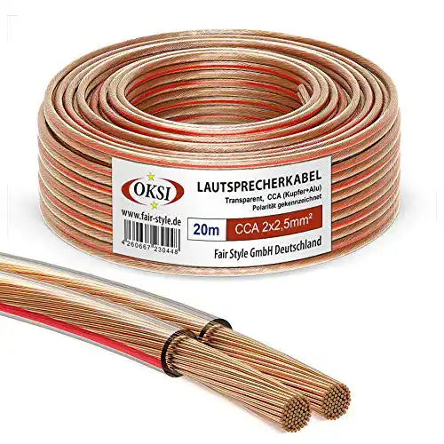 Lautsprecherkabel OKSI 2×2,5mm² 20 m Transparent CCA