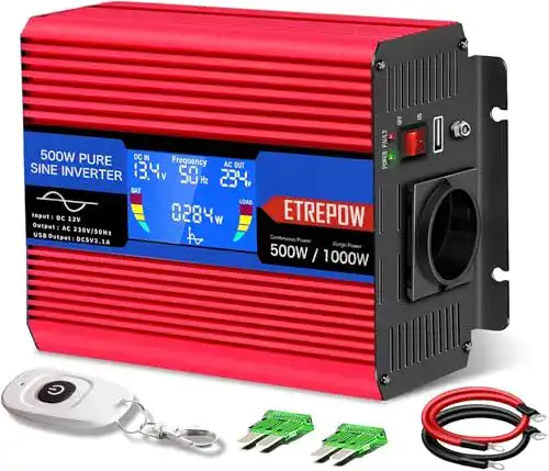 Kfz-Wechselrichter Etrepow 500W 12V auf 230V Reiner Sinus