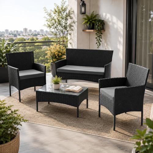 Gartenmöbel Juskys Polyrattan Sitzgruppe Fort Myers für 4 Personen
