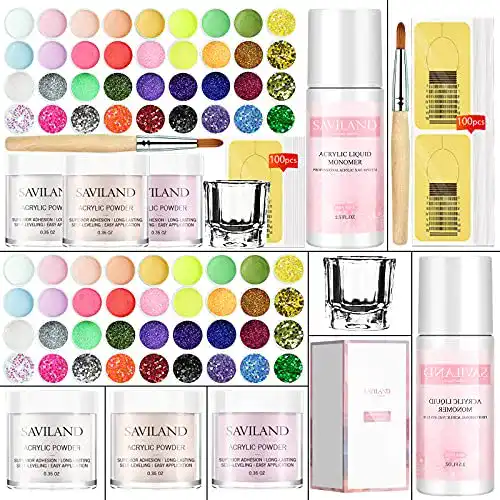 Acrylpulver Saviland für Nägel – 39 Farben und Monomer Set
