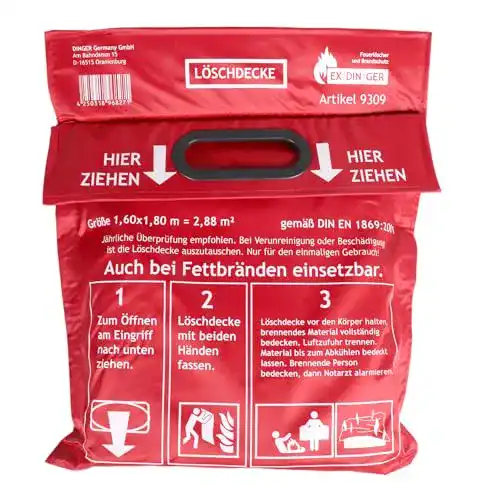 Löschdecke Exdinger 1,60 x 1,80 m mit Aufbewahrungstasche