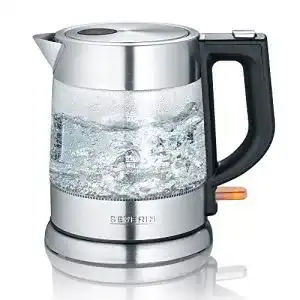 Severin Wasserkocher 1 Liter aus Glas und Edelstahl mit Kalkfilter