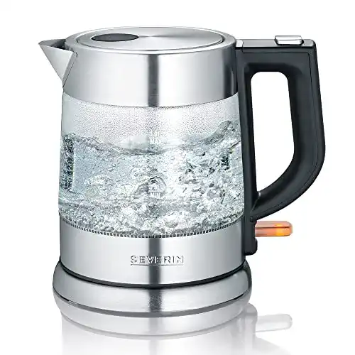 Severin Wasserkocher 1 Liter aus Glas und Edelstahl mit Kalkfilter