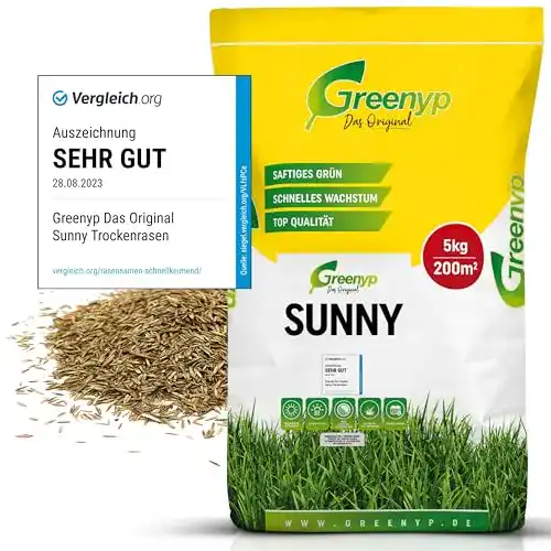 Trockenrasen Greenyp Sunny Öko-Rasensamen für nachhaltige Gärten