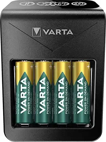 Varta Ladegerät mit 4 AA 2100mAh Akkus für NiMH Akkus und USB Geräte