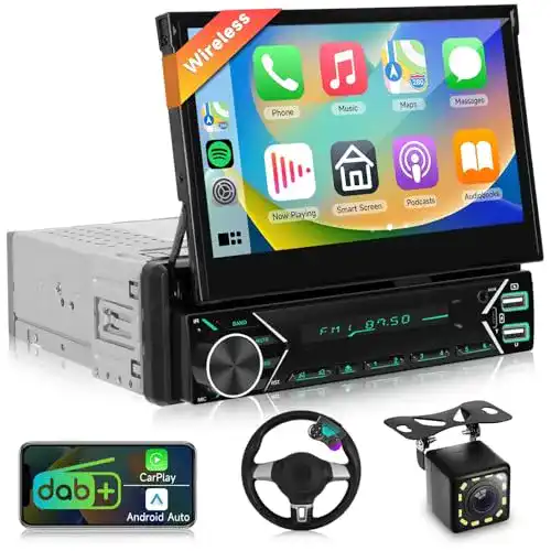 Podofo Autoradio 1 DIN DAB+ mit 7 Zoll Bildschirm und Funktionen
