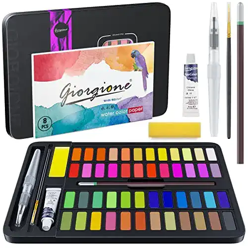 Baozun Aquarellfarben Set mit 48 Wasserfarben und Zubehör
