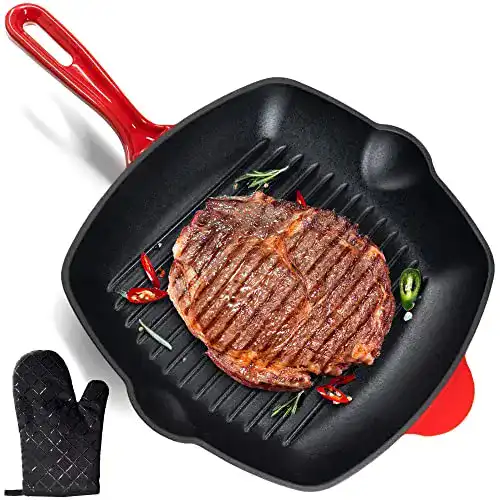 Grillpfanne Satalvo aus Gusseisen mit Ofenhandschuh