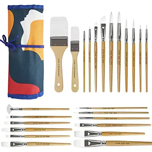 Aquarellpinsel Conda Pinselset mit 24 Nylonpinseln für Acrylfarben