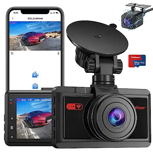 Dashcam WeBeqer mit WiFi für Auto – Dual-Kamera 2.5K und 1080P