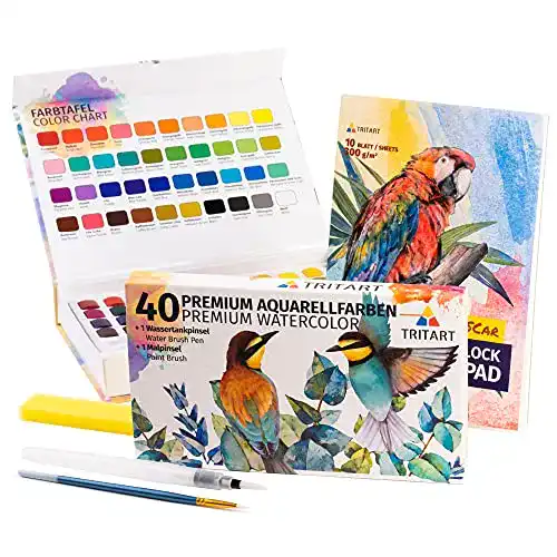 Tritart Aquarellfarbkasten Set mit 54 Teilen