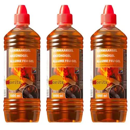 Moritz Anzünder 3 x 1000 ml Grill Gel für Kohle und Kamine