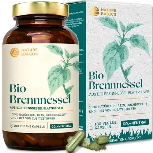 Entwässerungstabletten Nature Basics Bio Brennnessel 180 Kapseln