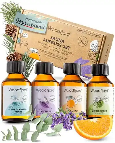 Woodfjord Saunaaufguss Set BIO Klassik mit 4 Saunadüften