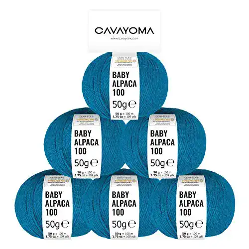 Alpakawolle CAVAYOMA 100 % Baby-Alpaka-Garn Set mit 6 Knäueln
