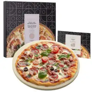 Gourmeo Pizzastein Cordierit rund mit 35 cm Durchmesser für Backofen und Grill