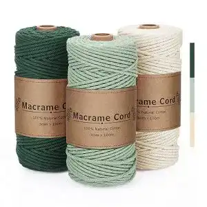 Makramee-Garn Puwowye, 3 mm, Grün für Tapisserien und Bastelprojekte