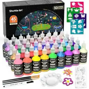 Stoffmalfarbe Shuttle Art Textilfarbe Set mit 45 waschfesten 3D Farben