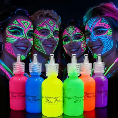 Bodypainting Farbe iLC 6 x 28ml UV-Licht Schminke für Body und Facepainting