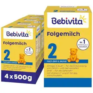 Folgemilch Bebivita 2, 4er Pack (4 x 500g) für Säuglinge ab 6 Monaten