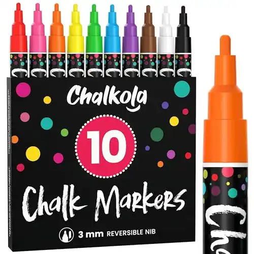 Kreidestifte Chalkola für Tafel abwaschbar, 10 Neon 3mm