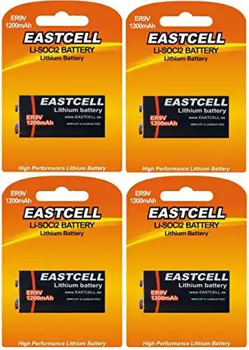 9V Lithium Batterie Eastcell 4 x ER9V Block 1200 mAh