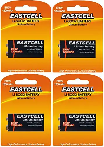 9V Lithium Batterie Eastcell 4 x ER9V Block 1200 mAh