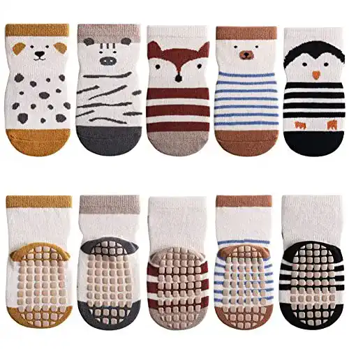 Babysocken Fedmois 5er Pack mit ABS-Noppen für Babys und Kleinkinder