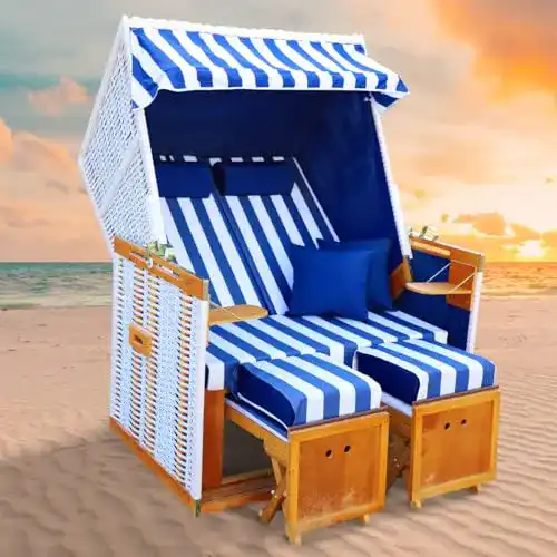 Strandkorb für zwei Personen Nordsee XXL 120 cm breit