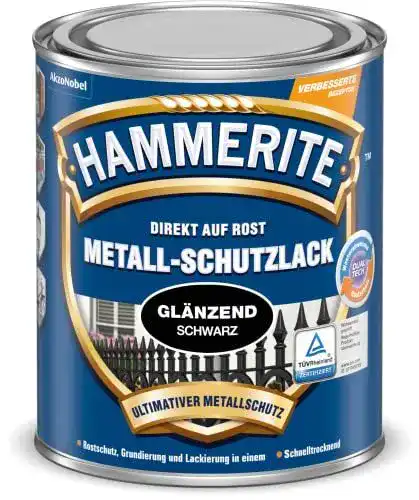 Hammerite Kunstharzlack für Metallschutz in glänzend schwarz 0,75L