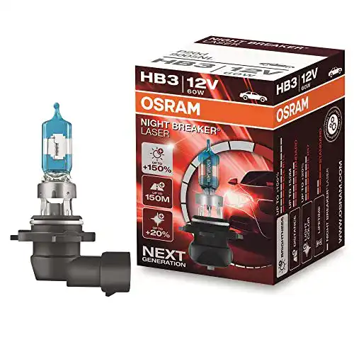 Osram Night Breaker Laser HB3 Halogen-Scheinwerferlampe, +150% Helligkeit