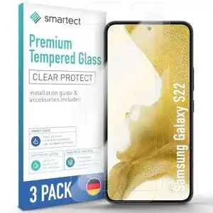 Smartect Panzerglas für Samsung Galaxy S22 3 Stück, klar