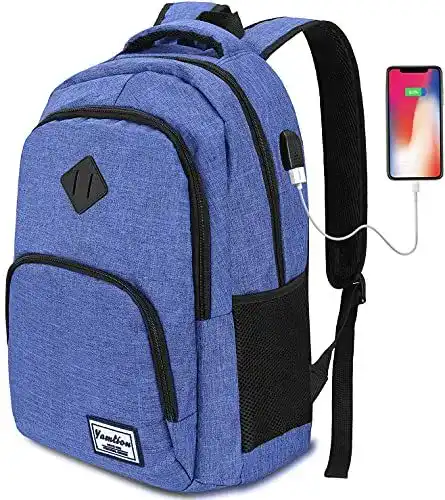 Yamtion Rucksack für Herren mit USB-Anschluss für Schule und Freizeit