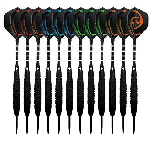 Dartpfeile KOHMUI Set mit 12 Stahl-Darts und 23 Gramm Gewicht