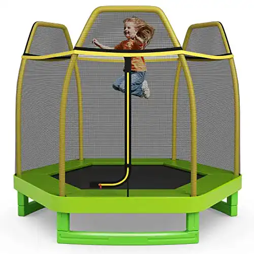Bodentrampolin Costway Ø223 cm mit Sicherheitsnetz für Kinder