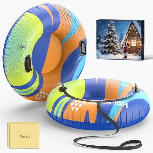 Airsfish Aufblasbarer Schlitten – Snow Tube mit Schleppleine und Reparaturflicken