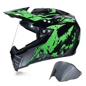 Crosshelm mit Visier Mrdear Full Face Offroad Helm für Herren in Schwarz