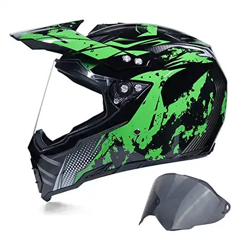 Crosshelm mit Visier Mrdear Full Face Offroad Helm für Herren in Schwarz