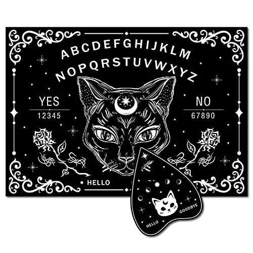 Ouija-Board Creatcabin Geisterbrett aus Holz mit schwarzer Katze