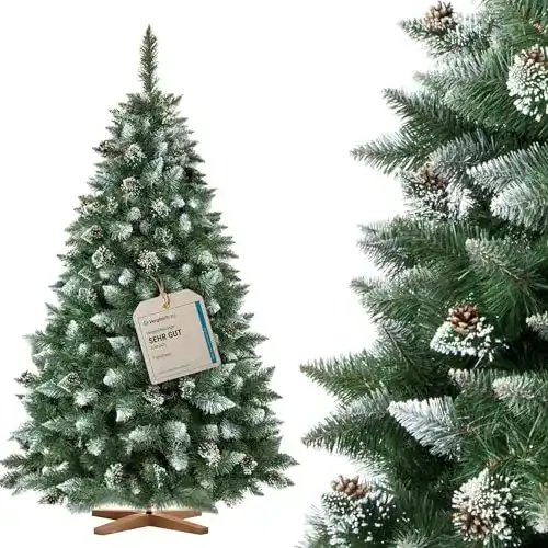 Künstlicher Weihnachtsbaum Fairytrees 180 cm Kiefer mit Holzständer