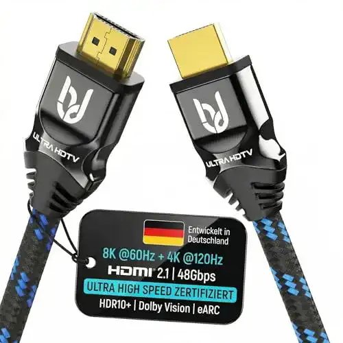 HDMI 2.1 Kabel 1m für Ultra HD 8K und 4K Auflösungen
