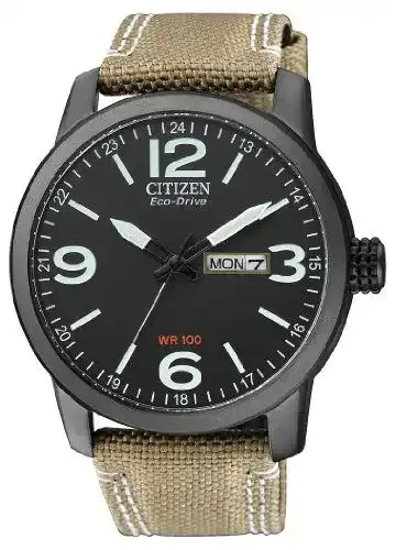Citizen Herren Solar-Armbanduhr mit Nylon Armband und Analog Quarzwerk