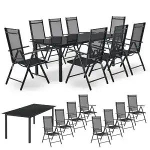 Aluminium Gartenmöbel Set Juskys Milano mit 8 Hochlehner Stühlen