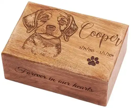 Personalisierte Hundeurne von The Maryam Crafts für die Asche von Haustieren