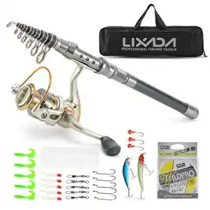 Angelset Lixada Teleskop Angelrute und Spule Combo Kit