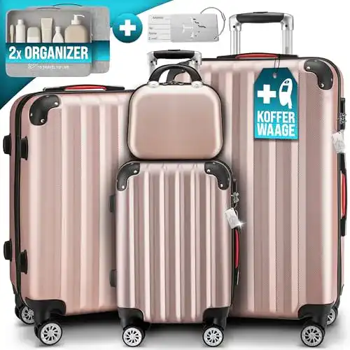 Kofferset Monzana Baseline 4-teilig in Gold-Rosé mit Beautycase