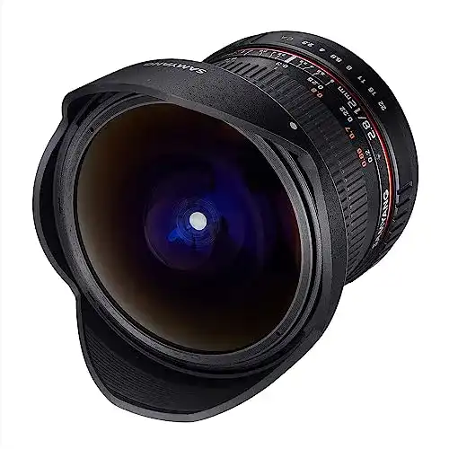 Samyang MF 12mm F2,8 Fisheye Objektiv für Canon EF mit 180 Grad Blickwinkel