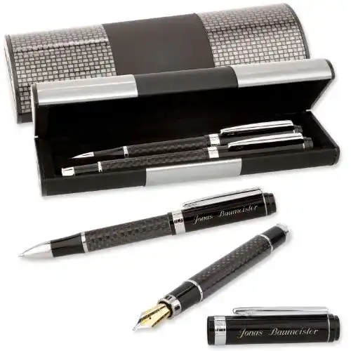 Füllfederhalter Cadenis Logic-Etui mit Schreibset Carbon