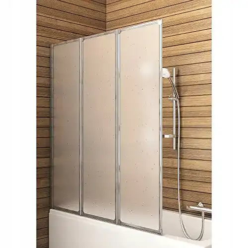Badewannenaufsatz VBChome Faltwand 120 x 140 cm in Alufarbe
