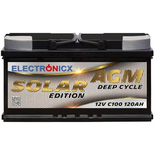 AGM-Batterie Electronicx Solarbatterie 12V 120AH Solar Edition